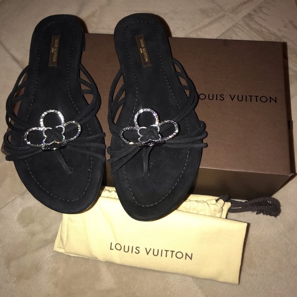 Louis Vuitton Shoes - Women’s LV Black Suede Embellished Sandals